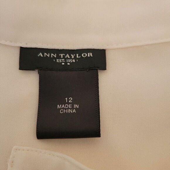 Ann Taylor White Sheer Ruffle Front Blouse (Size 12) - Picture 5 of 9